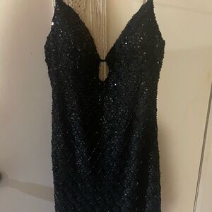 Black Sequin V-Neck Dress homecoming dress